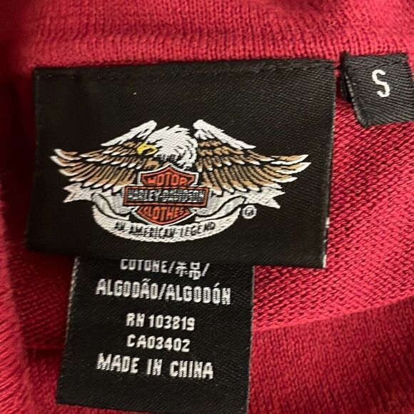 Harley-Davidson Y2K Turtleneck Studded Cotton Sweater Burgundy S - Picture 5 of 8